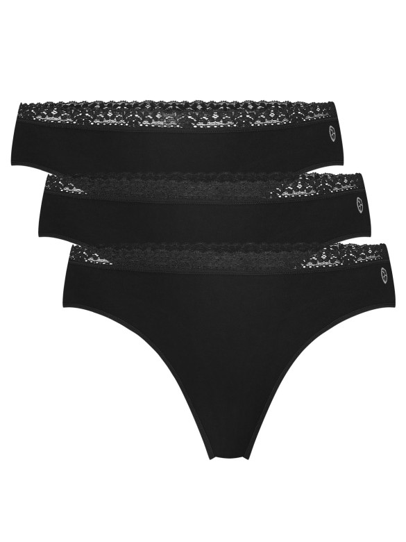 3-PACK Tanga s krajkou bezešvá